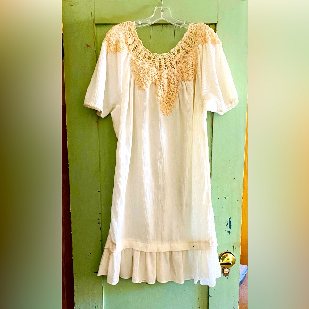 Cream Crochet Accent Dress